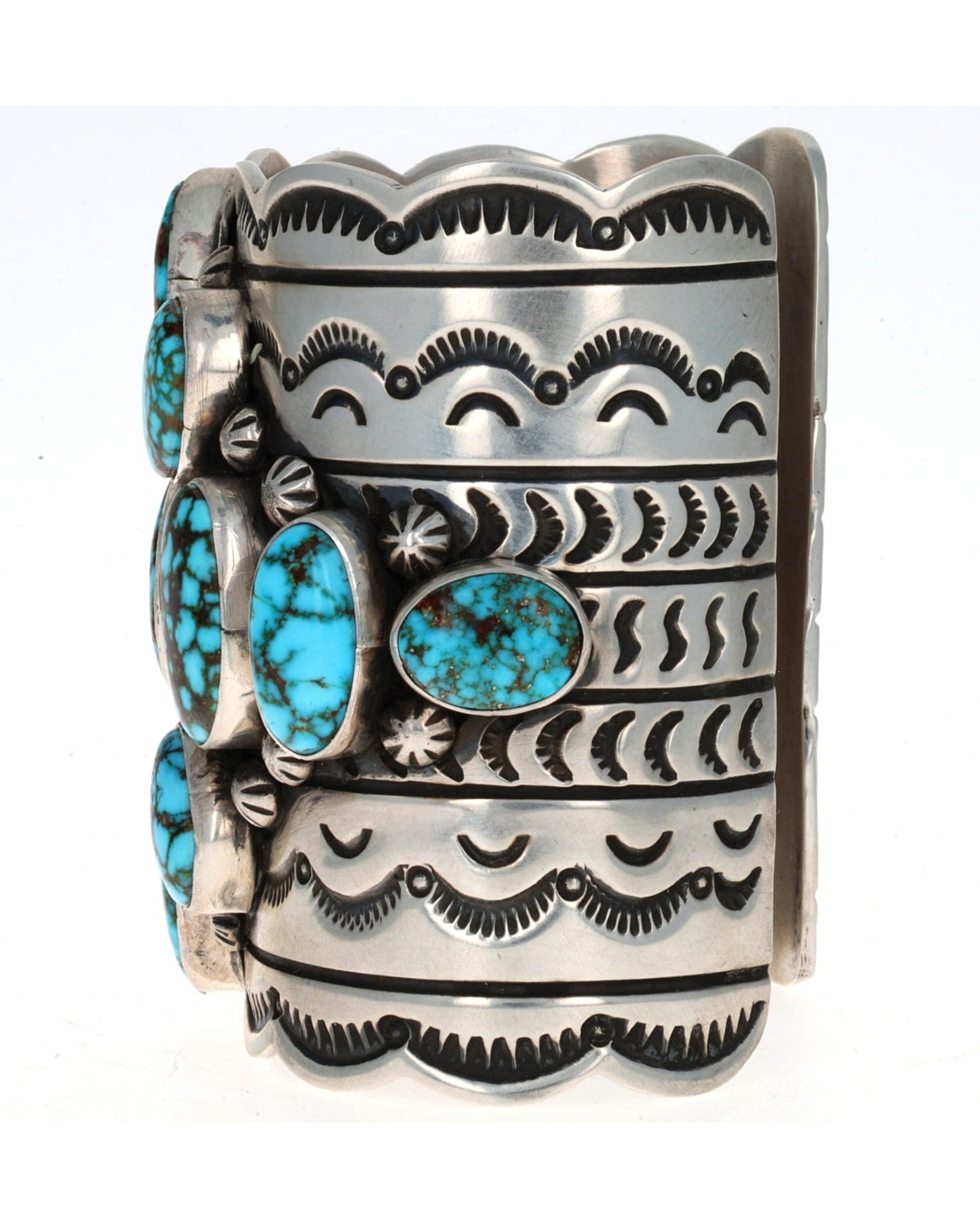 Natural Kingman Water Web Turquoise Cluster Bracelet