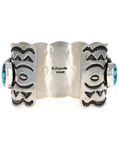 Natural Kingman Water Web Turquoise 7-Stone Row Bracelet