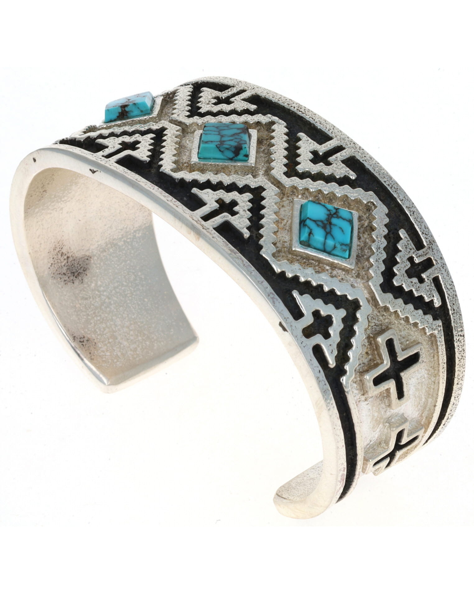 High Grade Natural Hubei Turquoise 3-Stone Row Bracelet