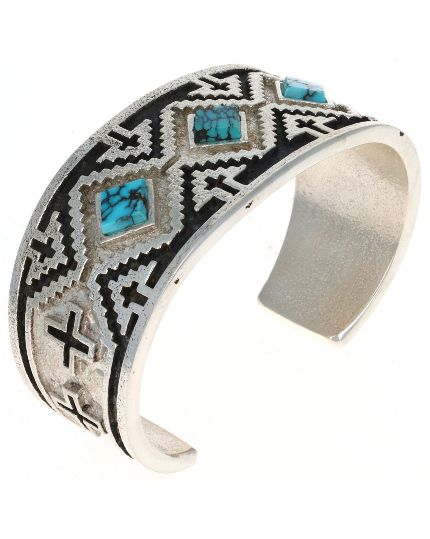 High Grade Natural Hubei Turquoise 3-Stone Row Bracelet
