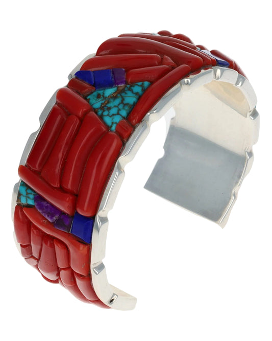 High Grade Natural Coral And Stone Inlay Bracelet