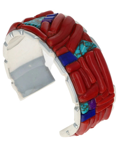 High Grade Natural Coral And Stone Inlay Bracelet