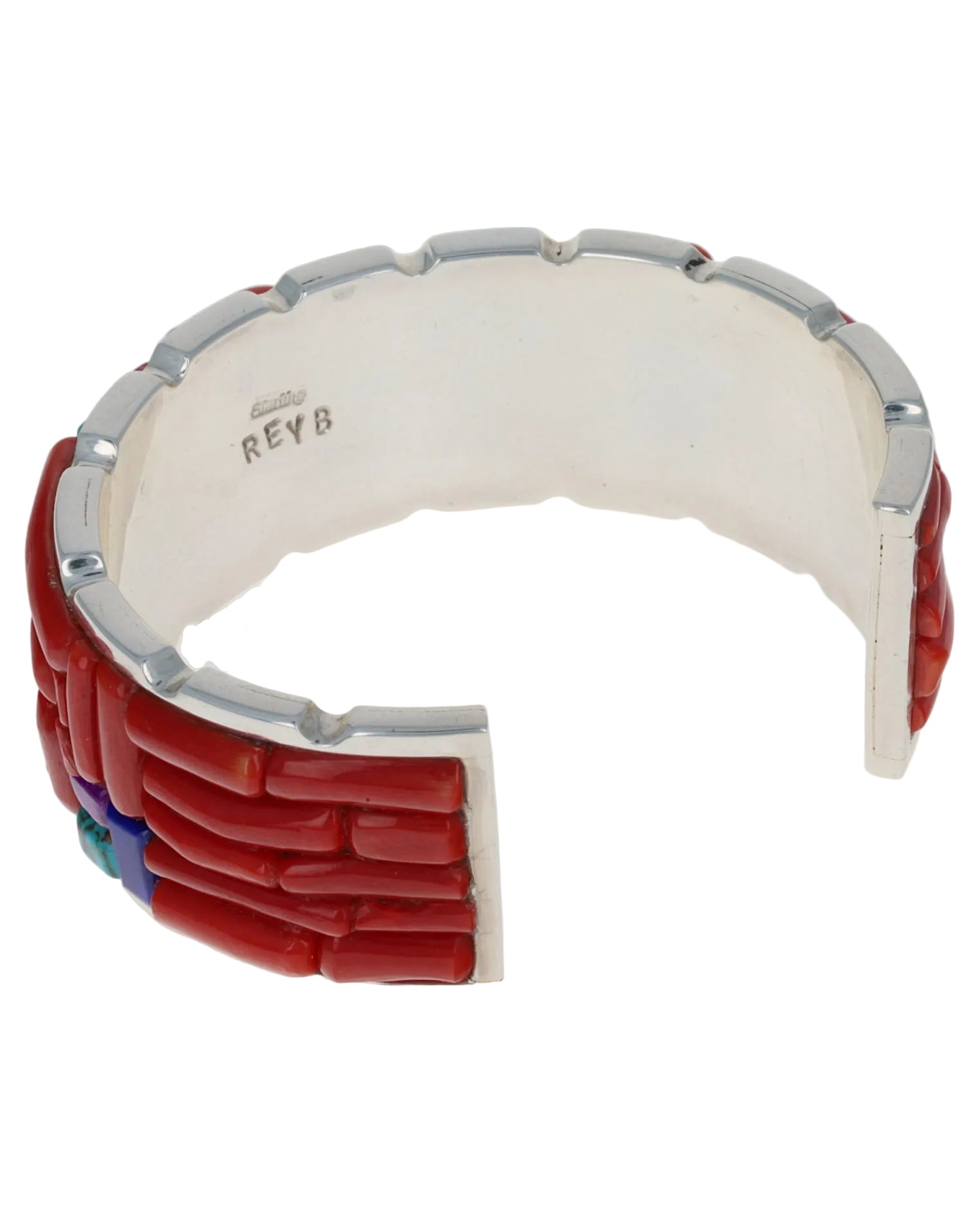 High Grade Natural Coral And Stone Inlay Bracelet