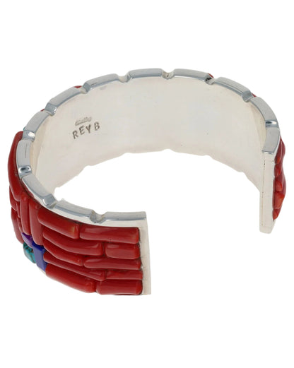 High Grade Natural Coral And Stone Inlay Bracelet