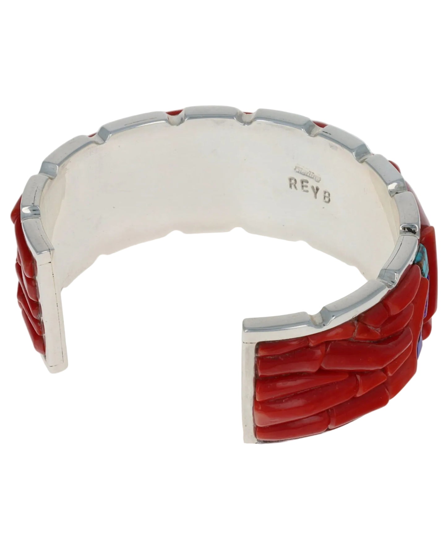 High Grade Natural Coral And Stone Inlay Bracelet