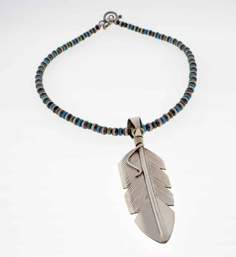 Details about   Navajo Sterling Silver Feather Pendant T&R Singer 