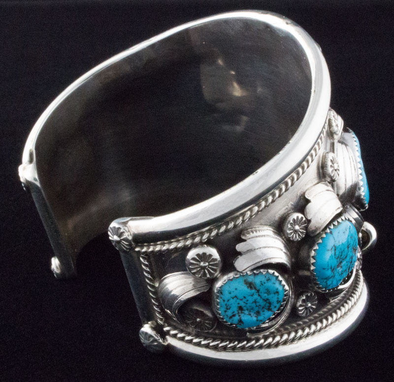 turquoise Native American cuff bracelet Navajo bear paw silver bracelet