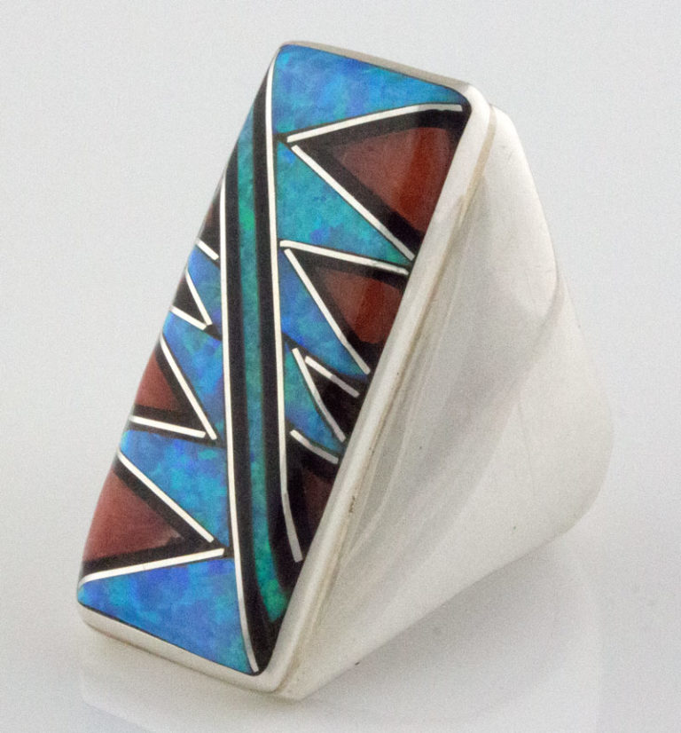 Size 10, Zuni Multi-Color Inlay Ring - R#1332 | Native American Jewelry ...