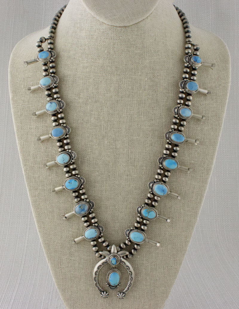 *NWT* Full Squash Blossom Natural Turquoise Necklace-7325400089 